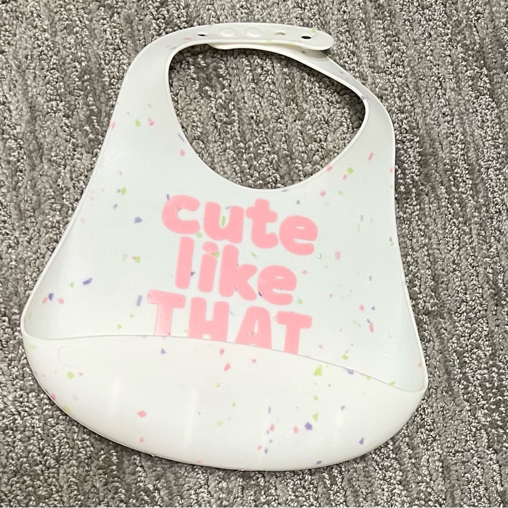 “Cute Like That” Kids Bib - White and Pink